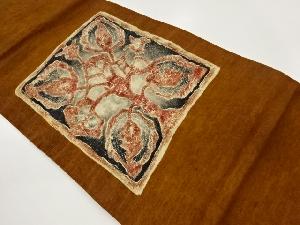 手織り紬色紙に抽象模様名古屋帯